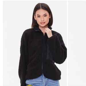 Forever 21 Faux Shearling Cropped Zip Up Jacket Size Medium
